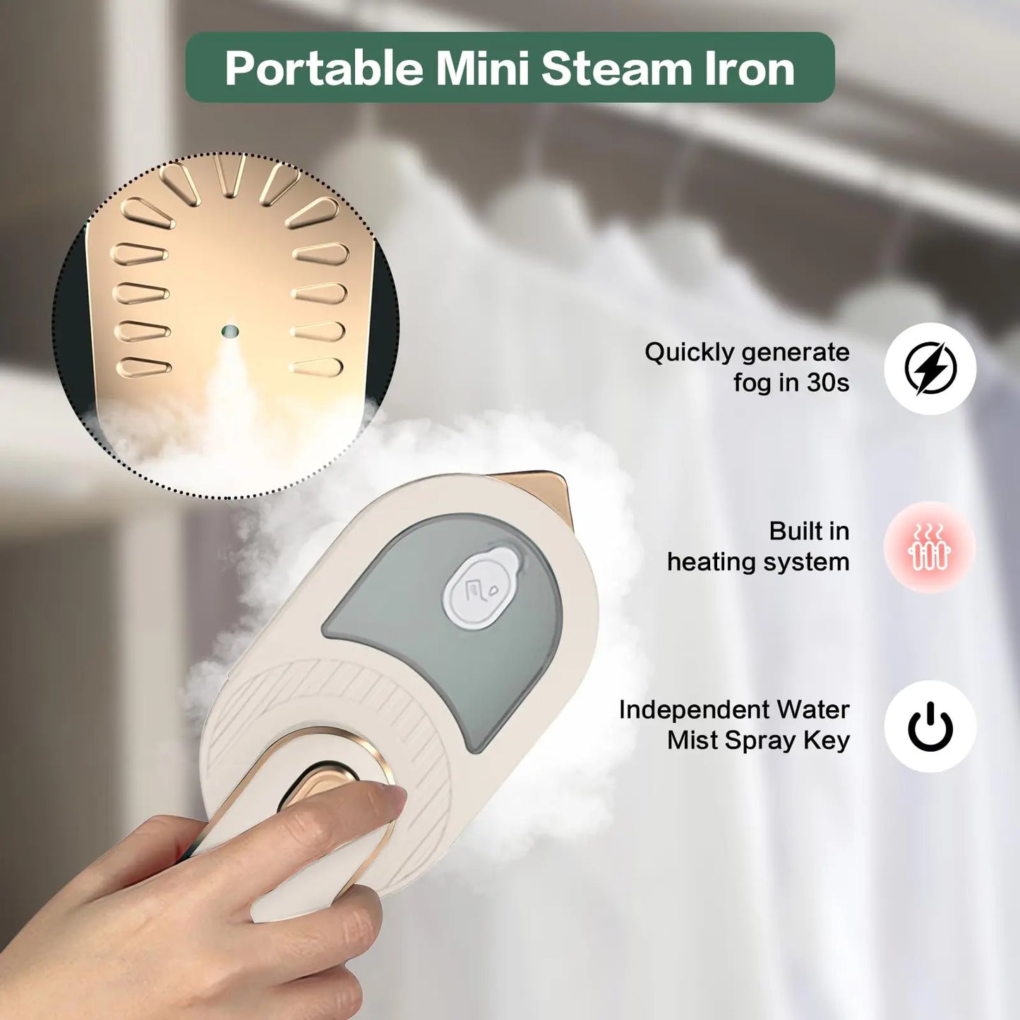 Portable Mini Dry Iron - Efficient Steam for Travel & Home