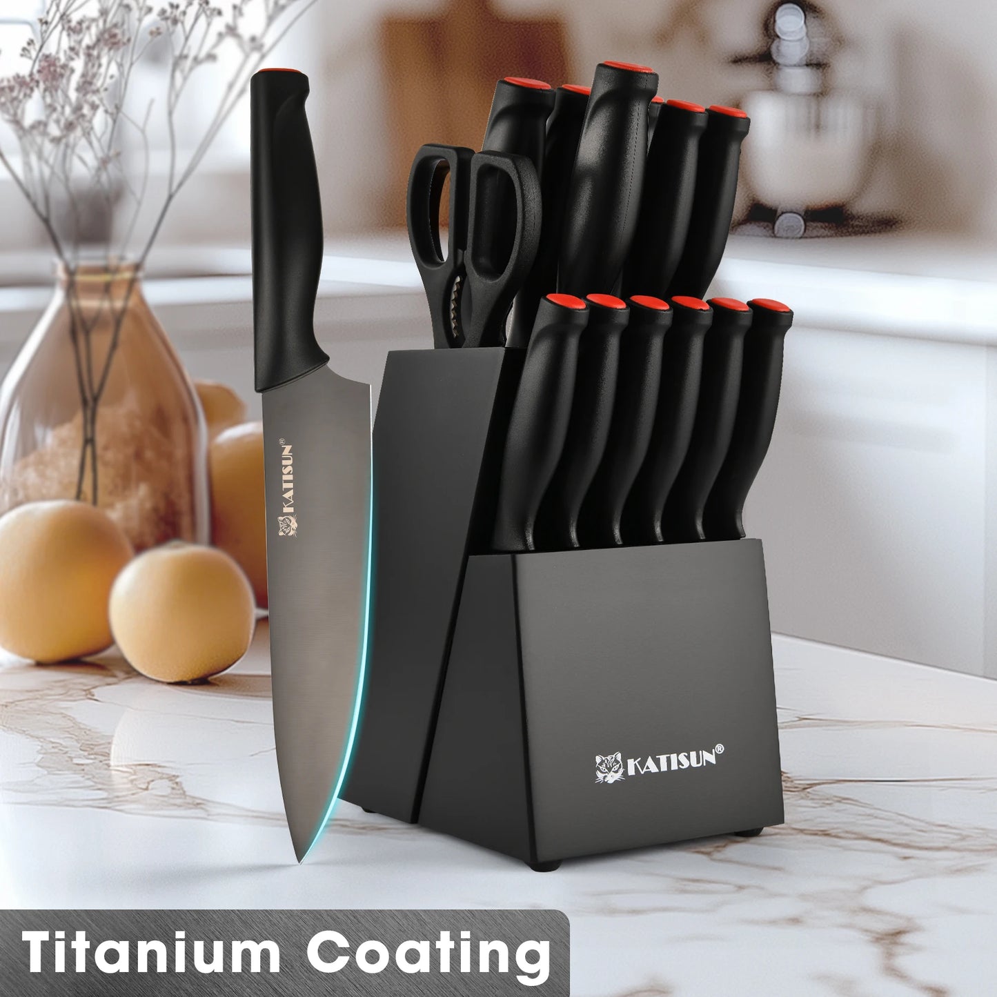 15-Piece Carbon Steel Knife Set for Chefs & Home Cooks