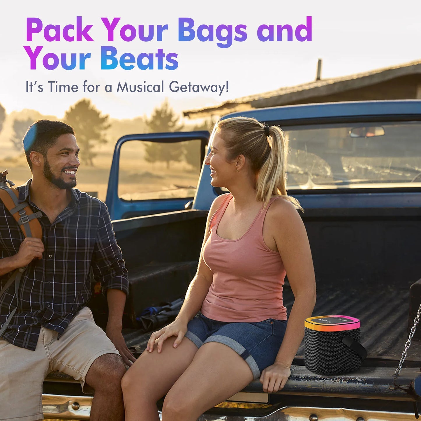 RGB Portable Bluetooth Speaker - 15H Playtime, IPX5 Waterproof