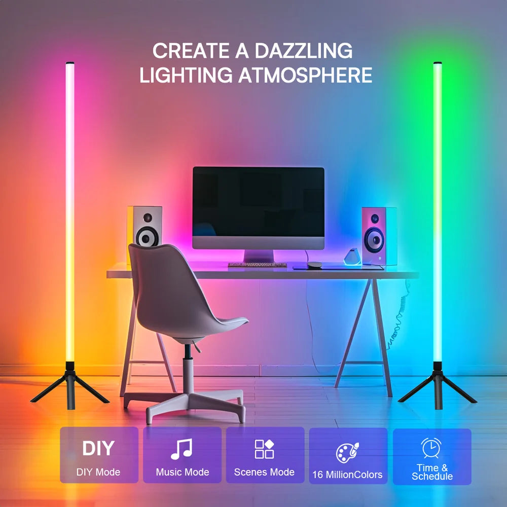 Smart RGB Floor Lamp - Syncs with Music for Gamers & Decorators