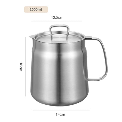 2L Stainless Steel Oil Filter Pot - Easy Frying & Storage