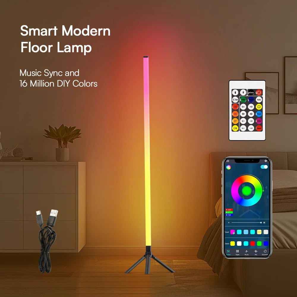 Smart RGB Floor Lamp - Syncs with Music for Gamers & Decorators