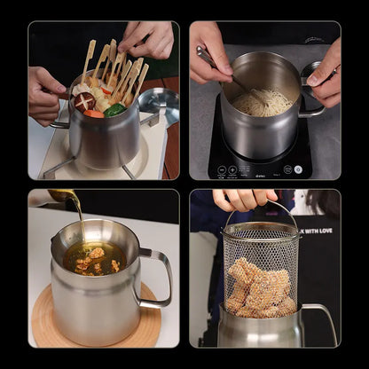 2L Stainless Steel Oil Filter Pot - Easy Frying & Storage