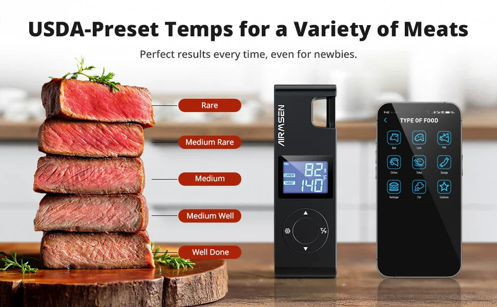 Smart Wireless Meat Thermometer - Perfect Cooking Every Time!