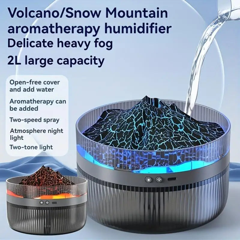 LED Volcano Flame Humidifier & Aromatherapy Diffuser - 2L Bliss for Relaxation