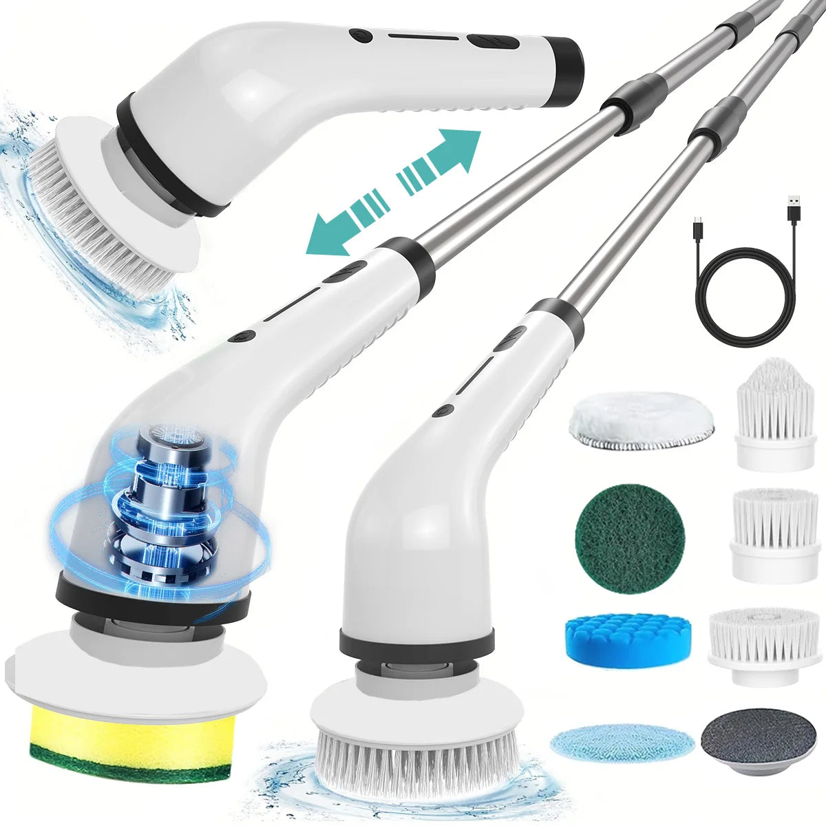8-in-1 Electric Mop Scrubber - Effortless Clean for Busy Homes