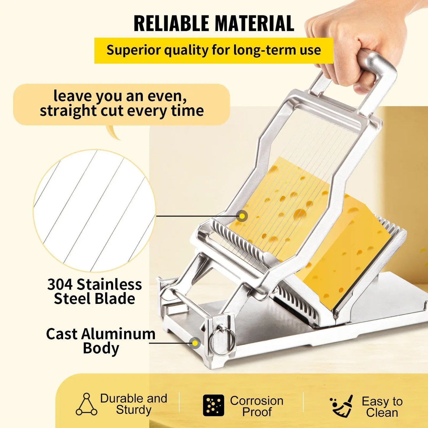 Aluminum Cheese Cutter - Perfect Slices, Durable Design!