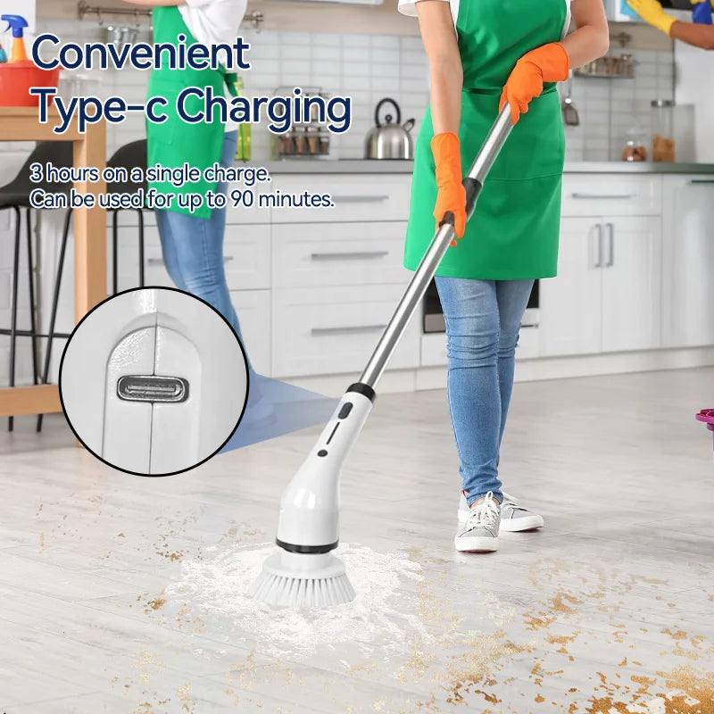 8-in-1 Electric Mop Scrubber - Effortless Clean for Busy Homes