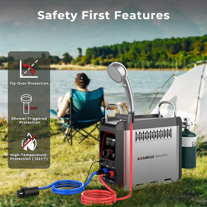 CAMPLUX Nano 3 Pro: Instant Hot Water Shower for Campers