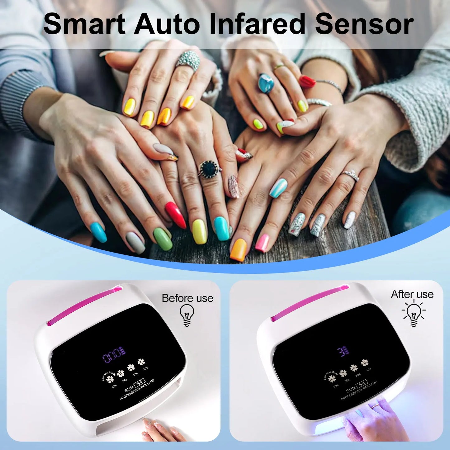 200W Rechargeable UV LED Nail Lamp – Quick Dry for Professionals