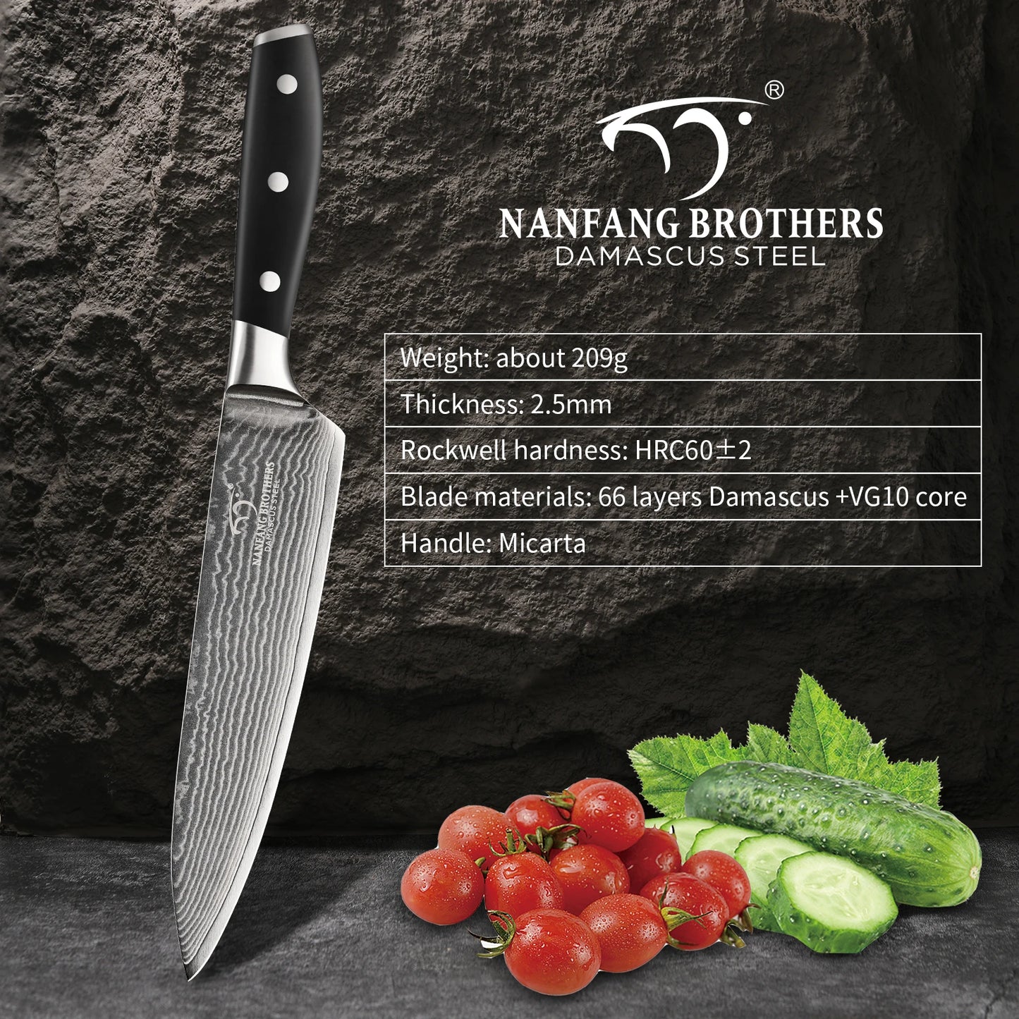 Premium 8-Inch Damascus Chef Knife - Effortless Precision - Gift-Ready