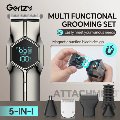 Men's Waterproof Stainless Steel Hair Clipper Set - Pro Style