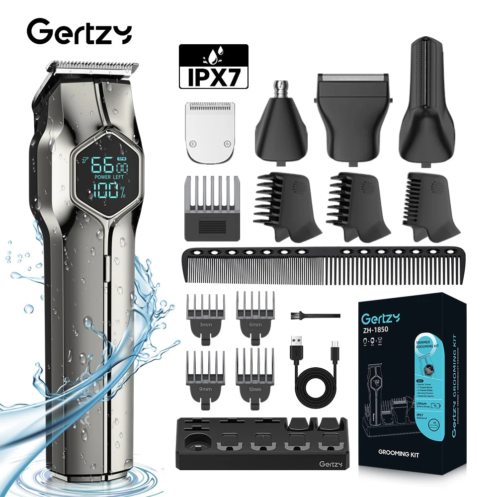 Men's Waterproof Stainless Steel Hair Clipper Set - Pro Style