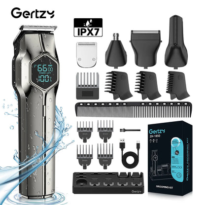 Men's Waterproof Stainless Steel Hair Clipper Set - Pro Style
