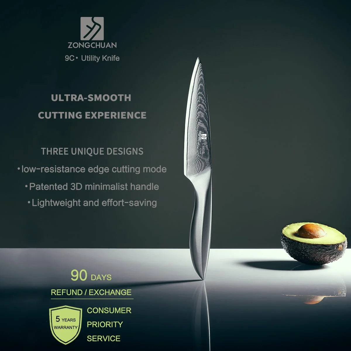 Damascus Steel 5" Kitchen Knife - Ergonomic & Durable, Perfect for Home Chefs