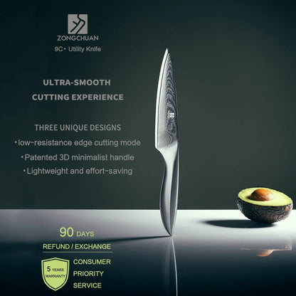 Damascus Steel 5" Kitchen Knife - Ergonomic & Durable, Perfect for Home Chefs