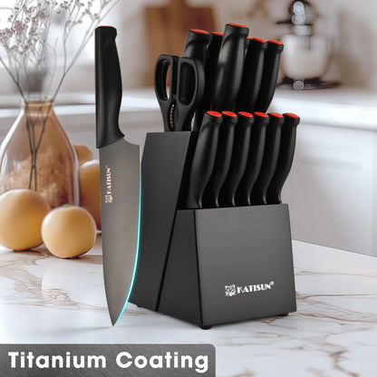 15-Piece Carbon Steel Knife Set for Chefs & Home Cooks