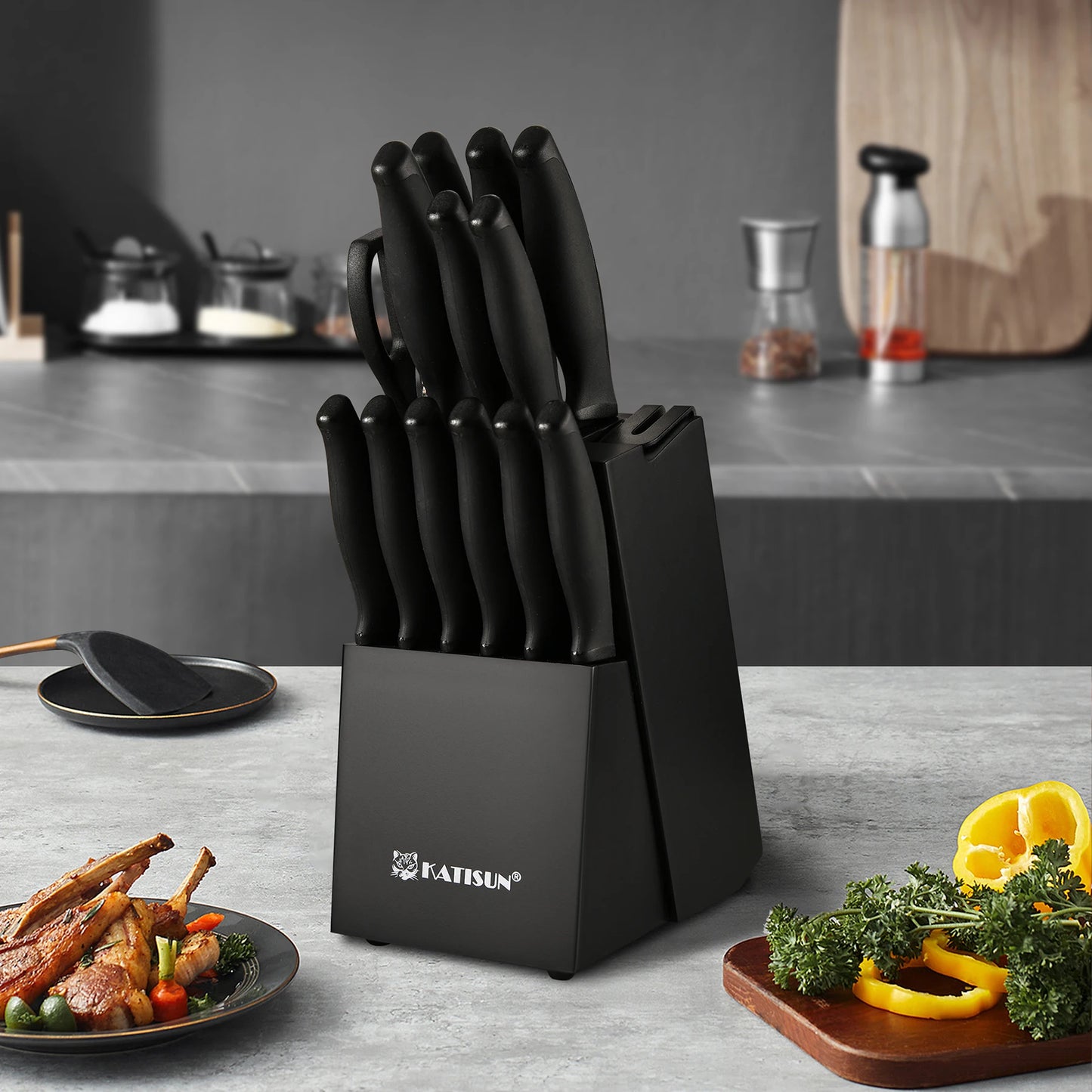 Color-Coded 15-Piece Kitchen Knife Set for Home Chefs