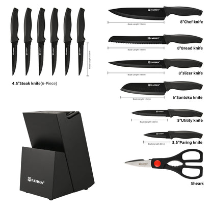 Color-Coded 15-Piece Kitchen Knife Set for Home Chefs