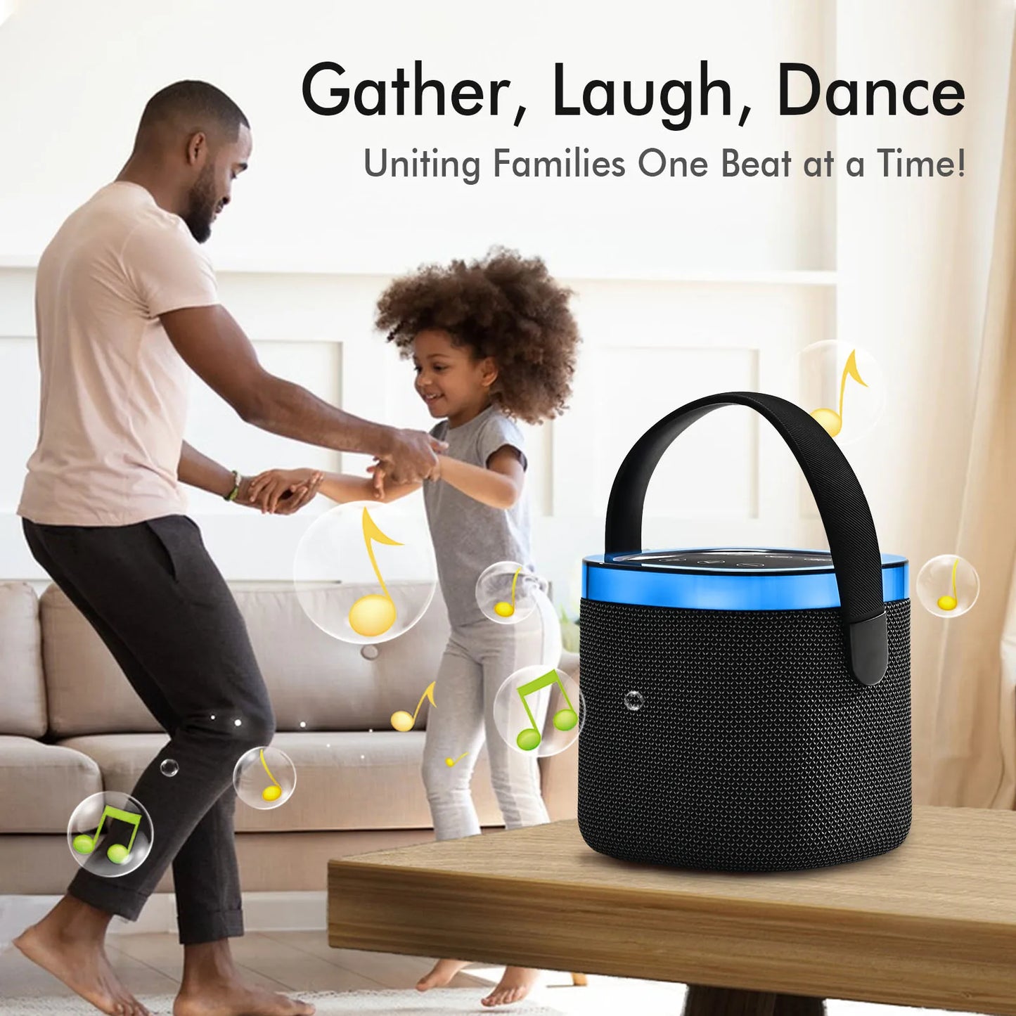 RGB Portable Bluetooth Speaker - 15H Playtime, IPX5 Waterproof