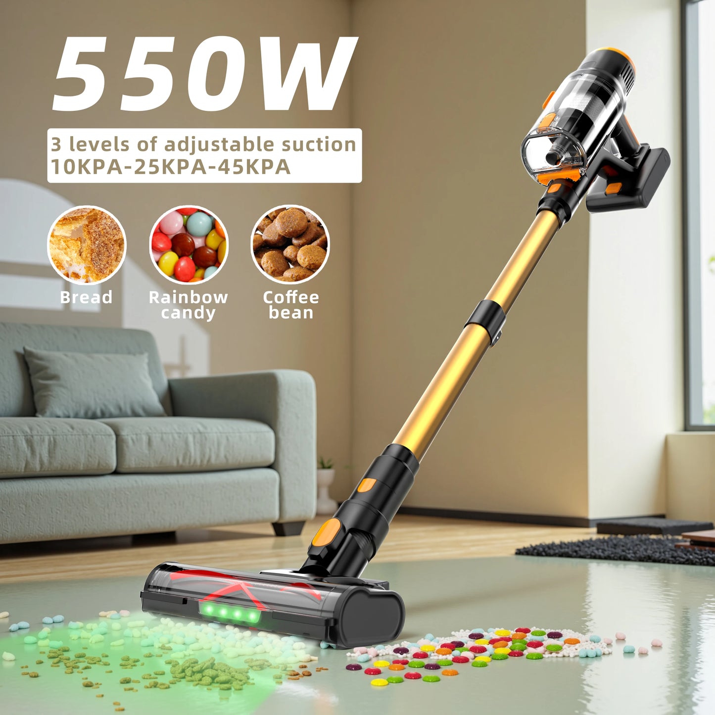 Cordless Vacuum Cleaner | 550W Power | 55 Min Runtime | Effortless Cleaning