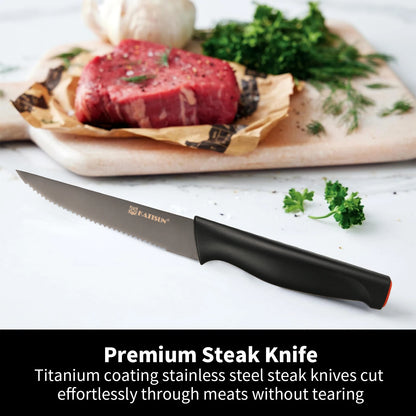 15-Piece Carbon Steel Knife Set for Chefs & Home Cooks