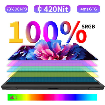 10.5" Ultra-Narrow Portable Monitor: 420 Nits Brightness, On-the-Go