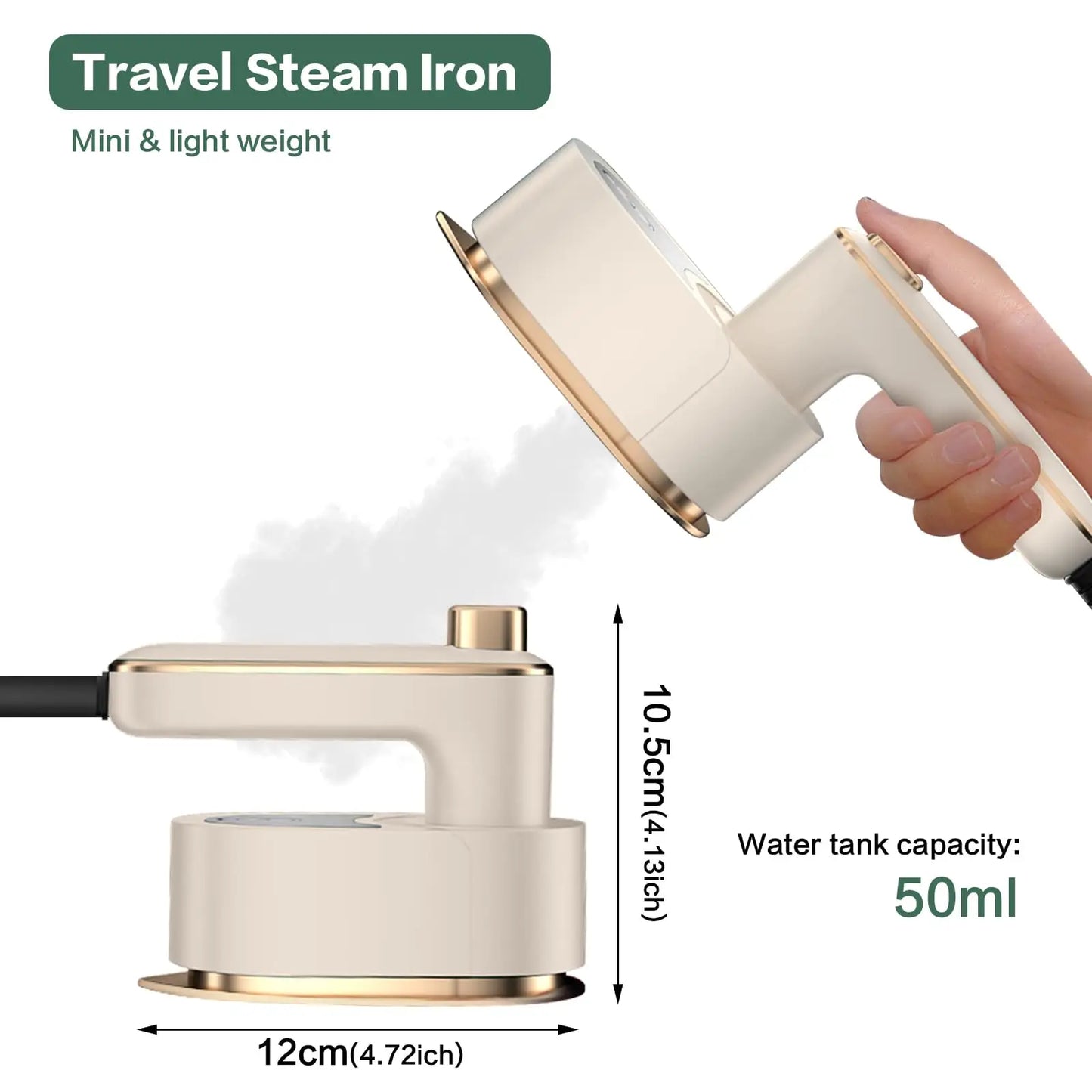 Portable Mini Dry Iron - Efficient Steam for Travel & Home