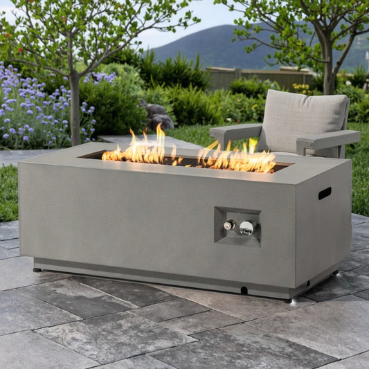 Outdoor Metal Fire Pit Column – Cozy Gas Warmth for Patios