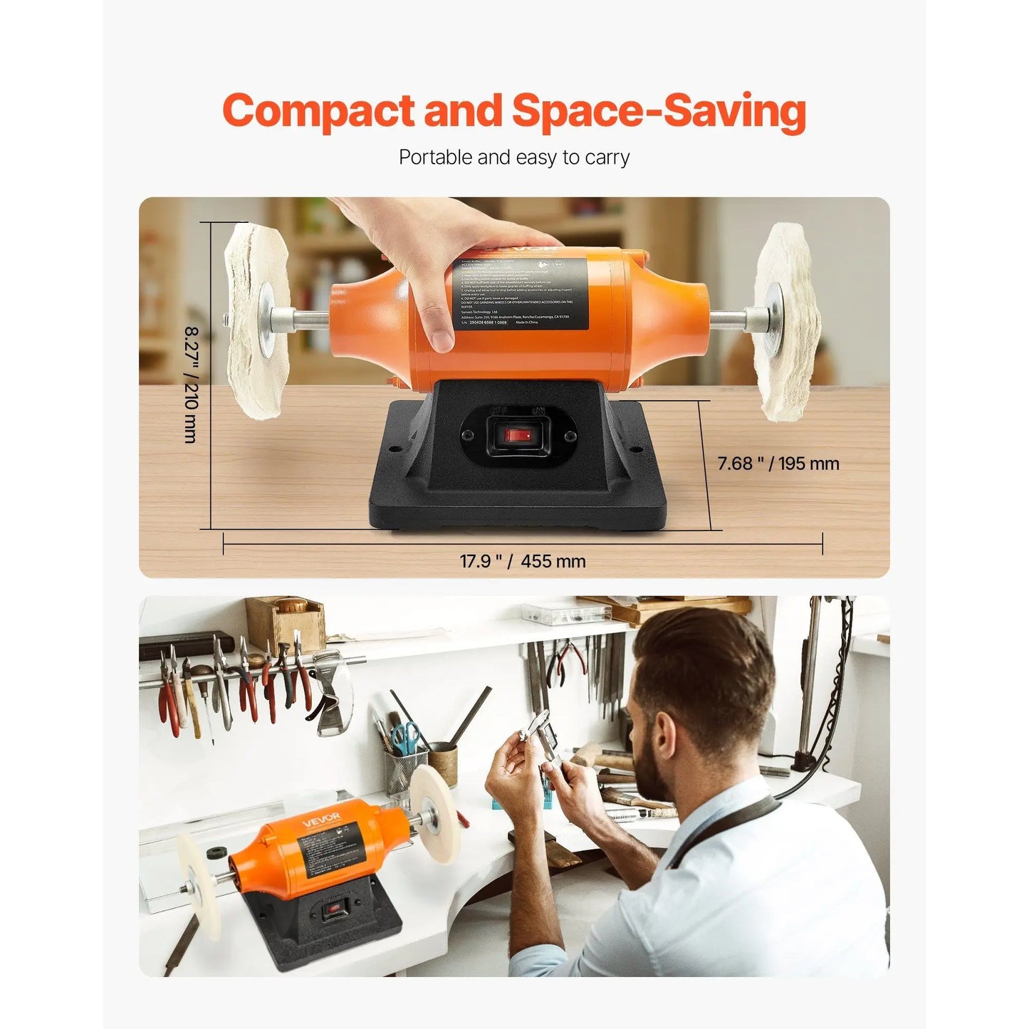 6-Inch Bench Buffer Polisher - Shine Metal & Wood Effortlessly