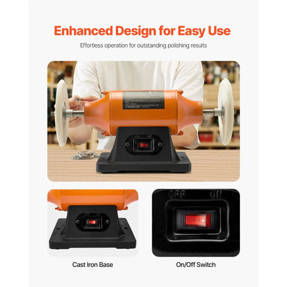 6-Inch Bench Buffer Polisher - Shine Metal & Wood Effortlessly