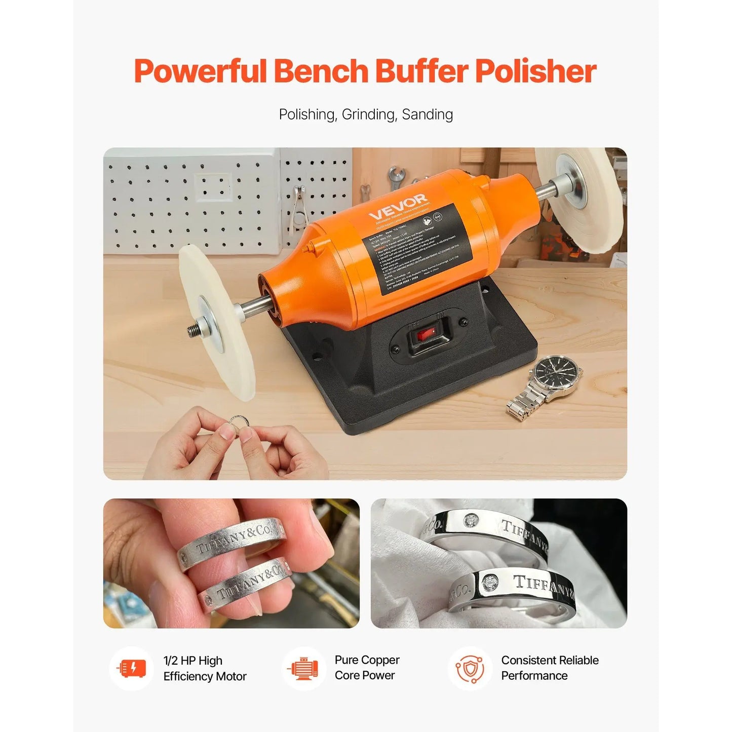 6-Inch Bench Buffer Polisher - Shine Metal & Wood Effortlessly
