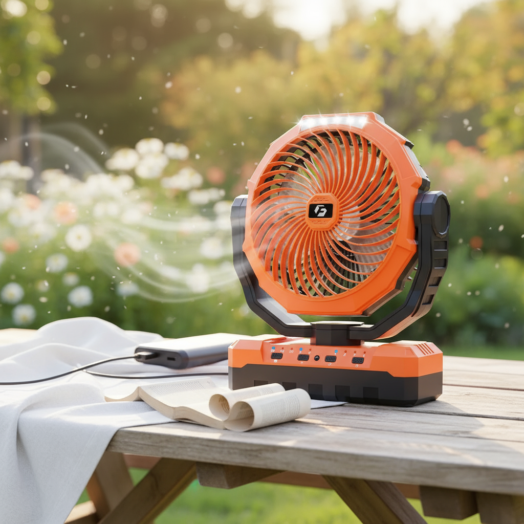 Orange 9-Inch USB Rechargeable Fan