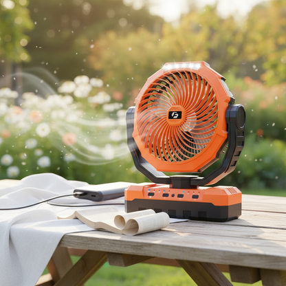 Orange 9-Inch USB Rechargeable Fan